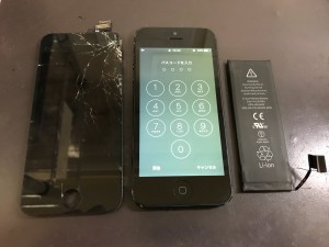 iPhone5 画面+バッテリー修理