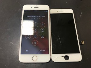 iPhone8 ガラス割れ