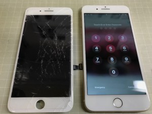 iPhone8　ガラス割れ