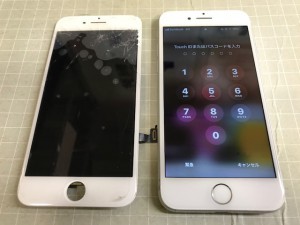 iphone8+　ガラス破損